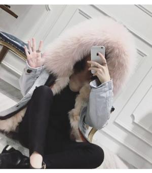 2016 fashion coat with fox fur inside