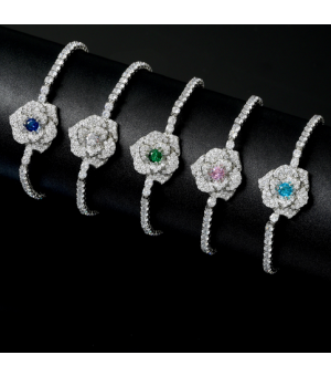 European and American Jewelry Frosty Style Rose Flower Zircon Bracelet Female Fashion Versatile Niche Design Bracelet Accessories Wholesale