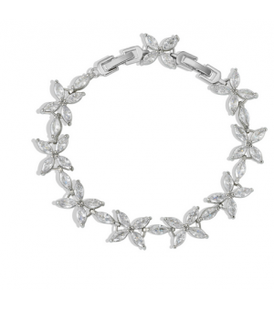 Cross-border Jewelry Zircon Bracelet Female Flower Super Flash Diamond Bracelet Wedding Bridal Bracelet Gift Jewelry