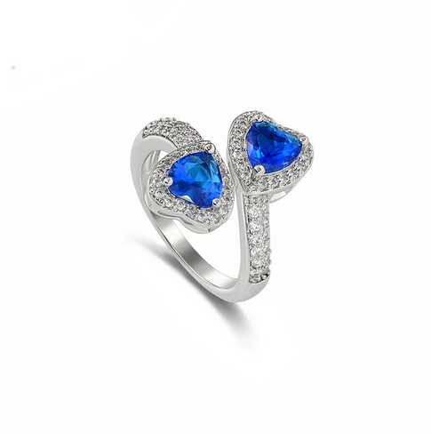 European and American jewelry heart-shaped open ring women's diamond-encrusted zircon ring wholesale versatile trend love ring accessories