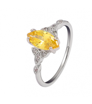 Cross-border wish hot sale European and American emerald marquise zircon ring micro-inlaid zircon personalized ring hand jewelry wholesale